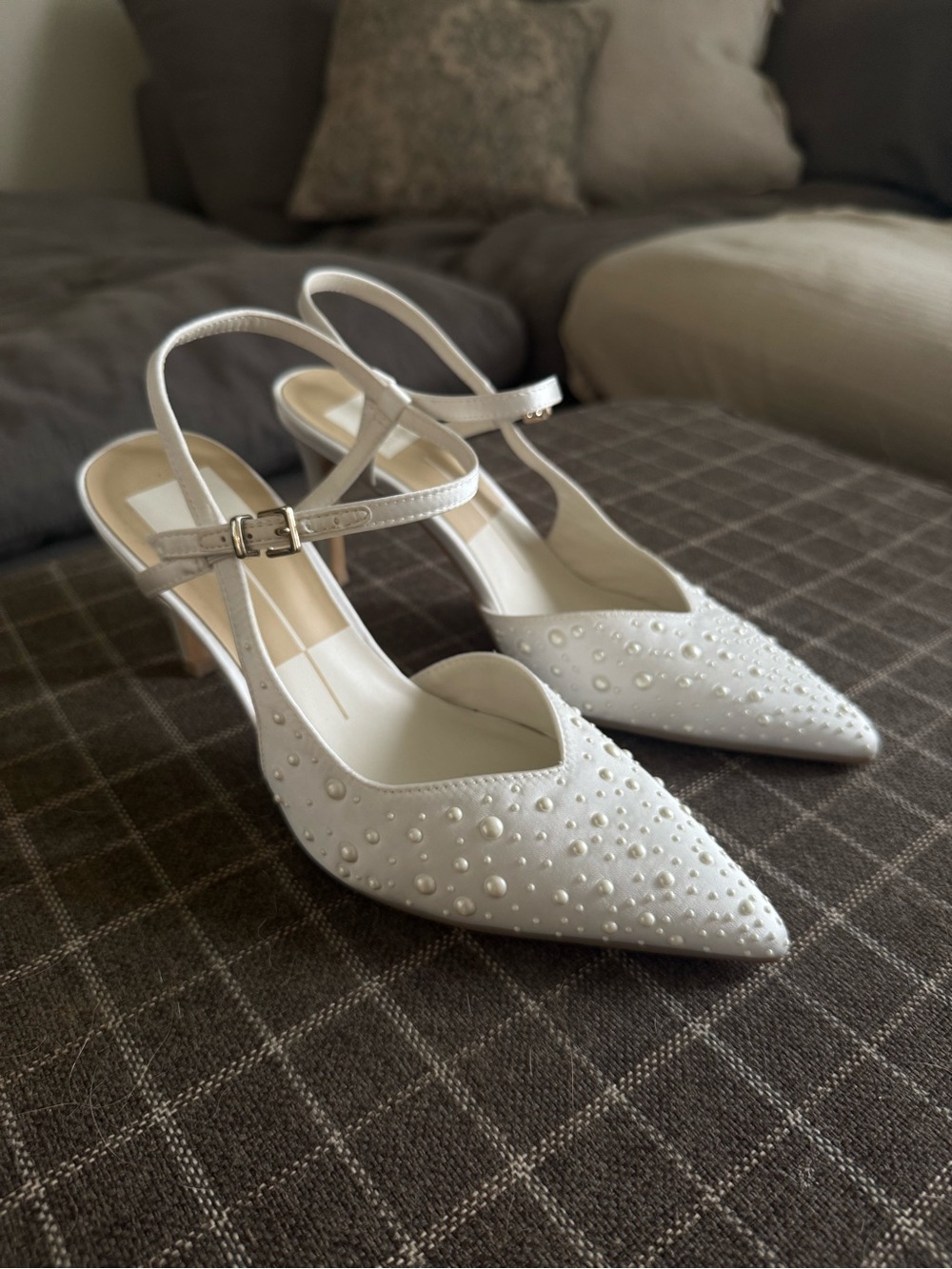 DV by Dolce Vita Karly Ivory Pearl-Studded Pointed Slingback Heels - Picture 7 of 7